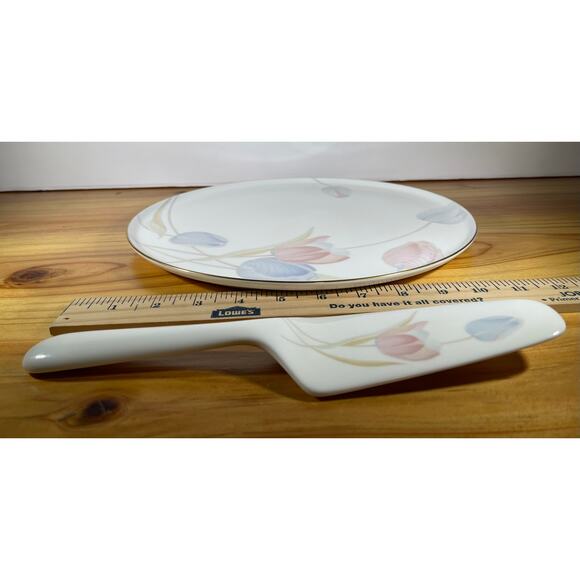 Mikasa Bone China Swiss Garden Japan Tulip Cake Pie Plate Platter & Server FX009 - Picture 7 of 7